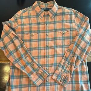 Polo by Ralph Lauren Western Flannel plaid shirt. Size XL